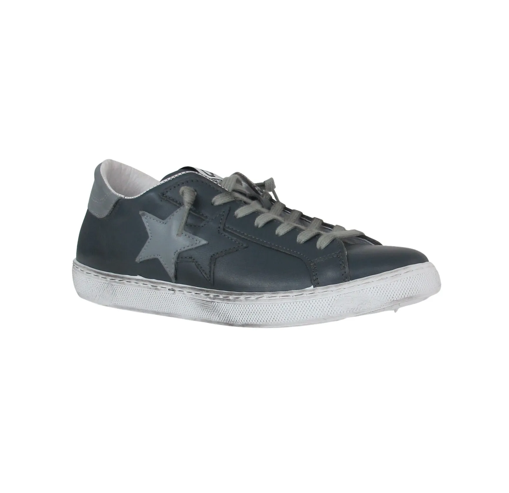 2STAR scarpe sneaker uomo low pelle 2SU3625 178 BLU GRIGIO inverno 2022