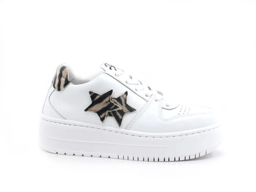 2STAR Sneaker 2 Stair Stelle Zebra Bianco Nero Beige 2SD3277