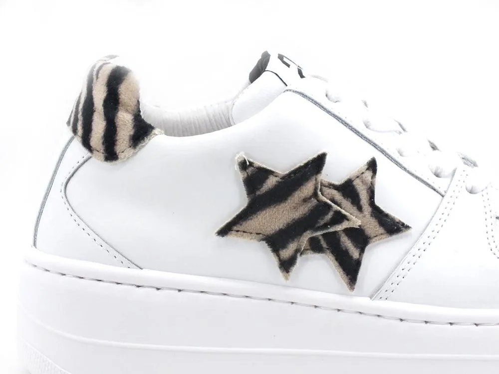 2STAR Sneaker 2 Stair Stelle Zebra Bianco Nero Beige 2SD3277