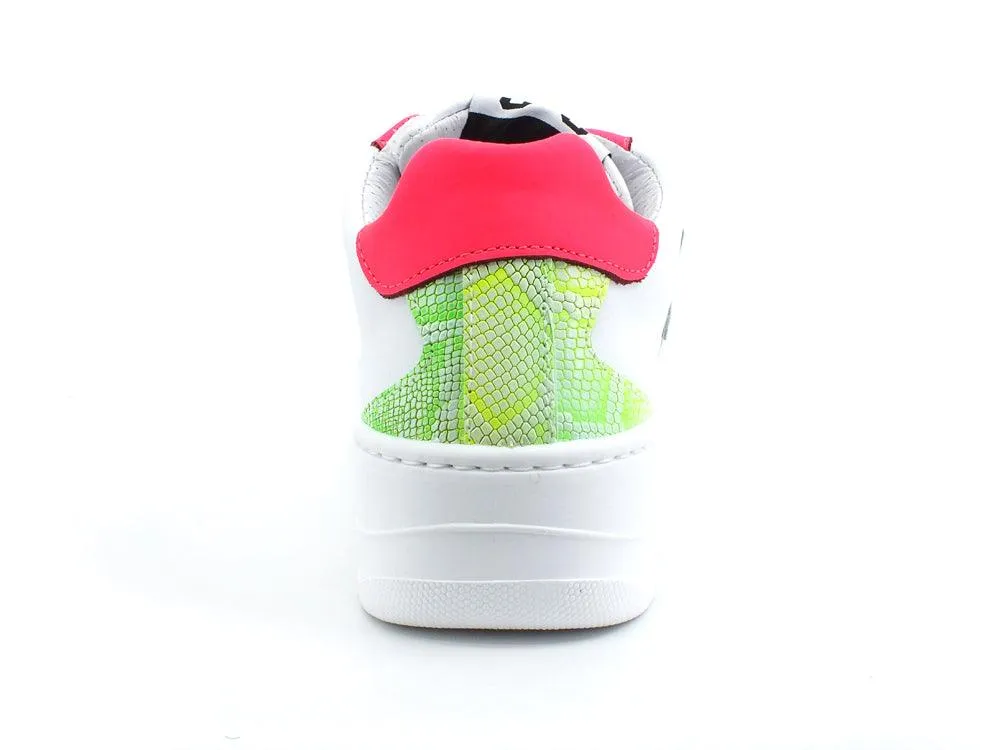 2STAR Sneaker Queen Low Platform White Pink Fluo Green 2SD3493