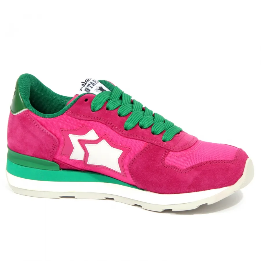 3479J sneaker donna fuxia/green ATLANTIC STARS VEGA suede/fabric shoe woman