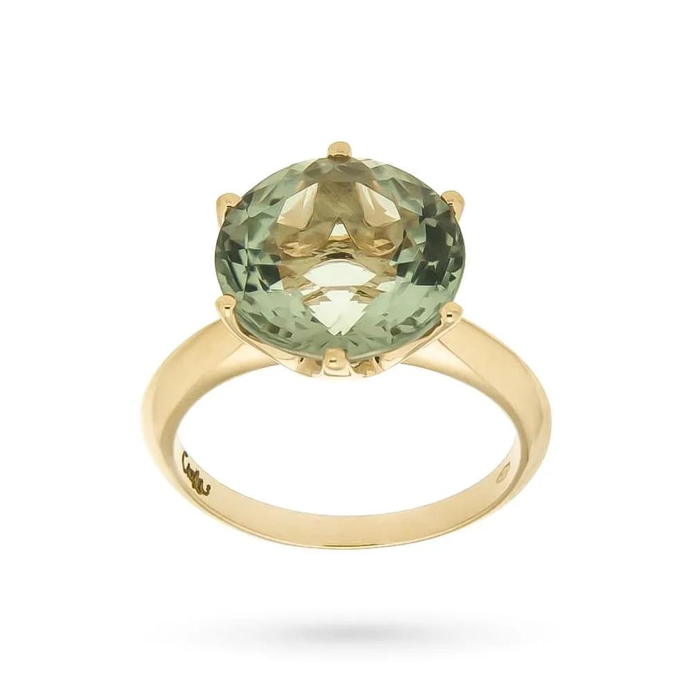 Anello oro giallo prasiolite verde 6,02ct