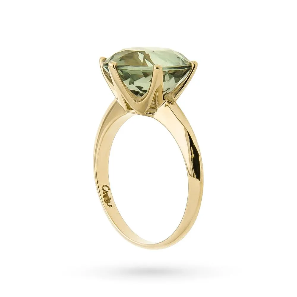 Anello oro giallo prasiolite verde 6,02ct