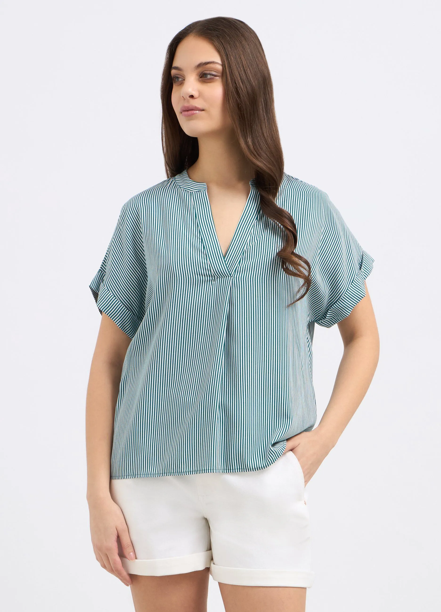 Blusa in pura viscosa a righe donna