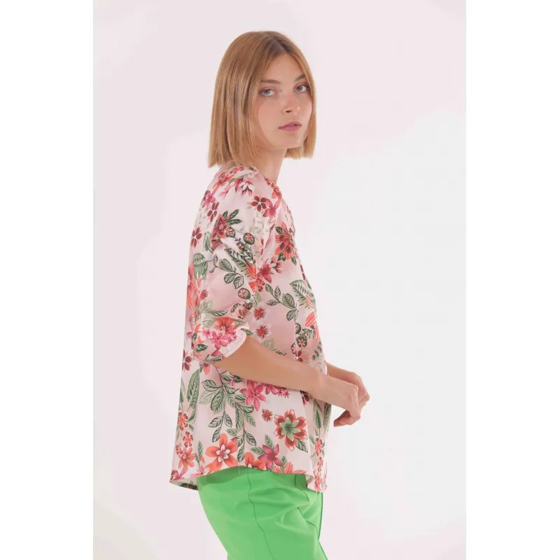 BLUSA MANICHE 3/4 FANTASIA HONOLULU ARANCIO/BEIGE