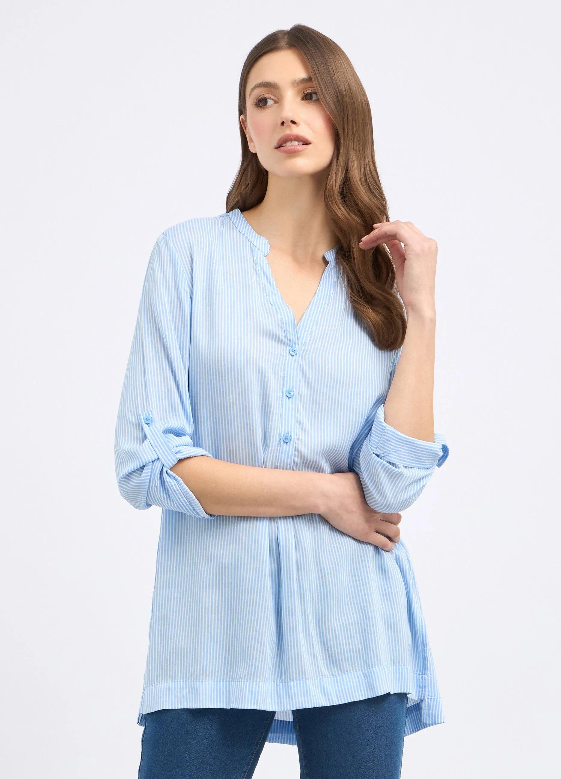 Blusa rigata in pura viscosa donna