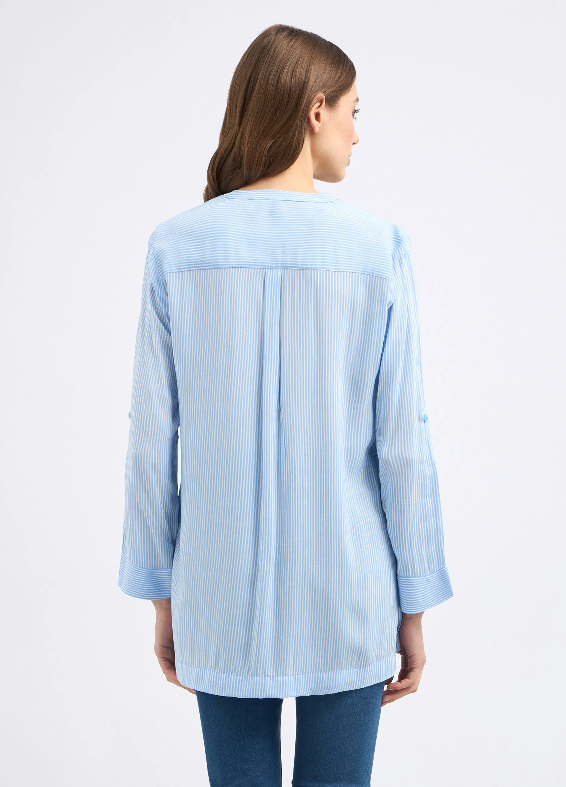 Blusa rigata in pura viscosa donna