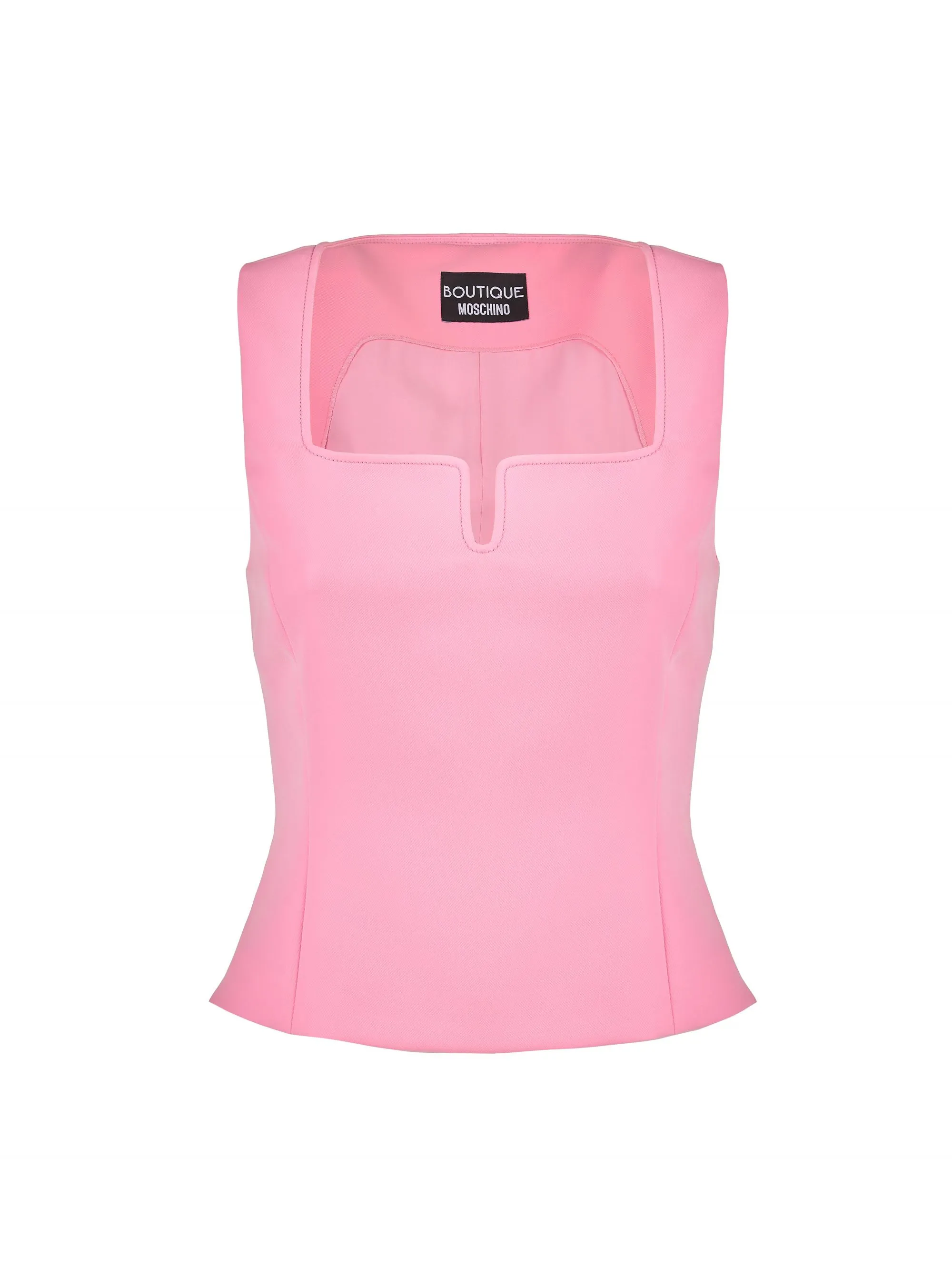 BOUTIQUE MOSCHINO   TOP ROSA CON SCOLLO RETTANGOLARE