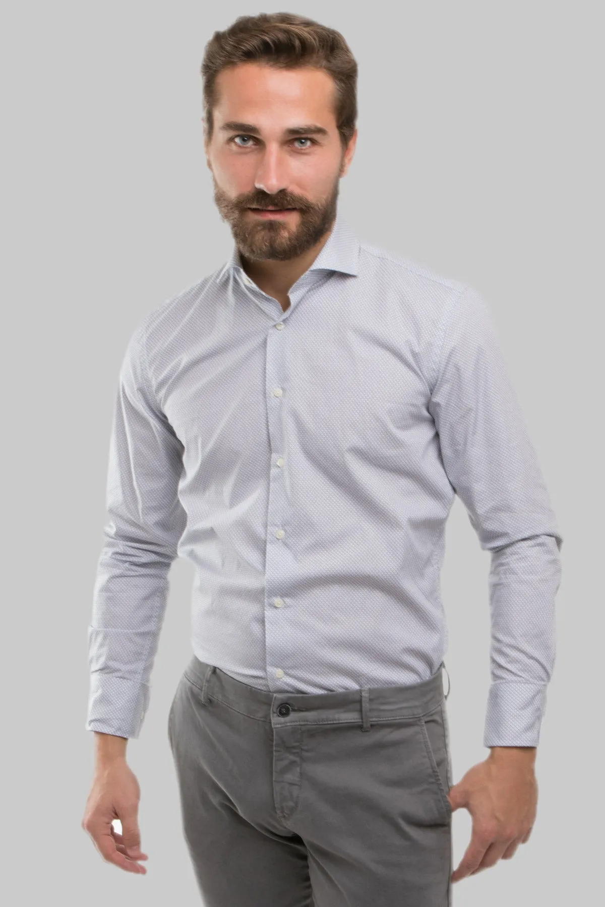 Camicia da uomo collo francese microfantasia