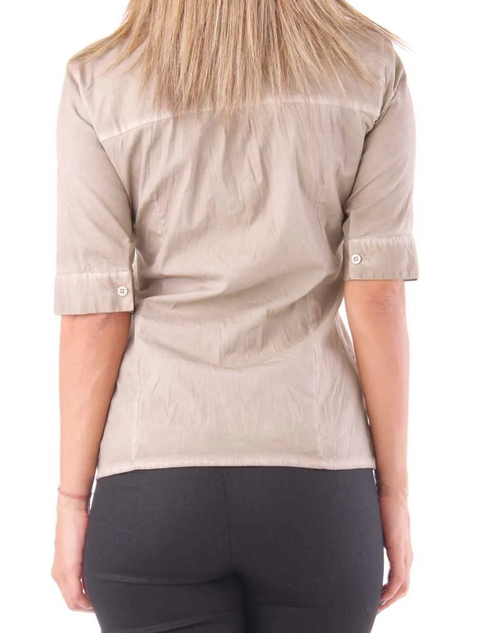 Camicia donna Rebecca manica 3/4 beige in misto cotone