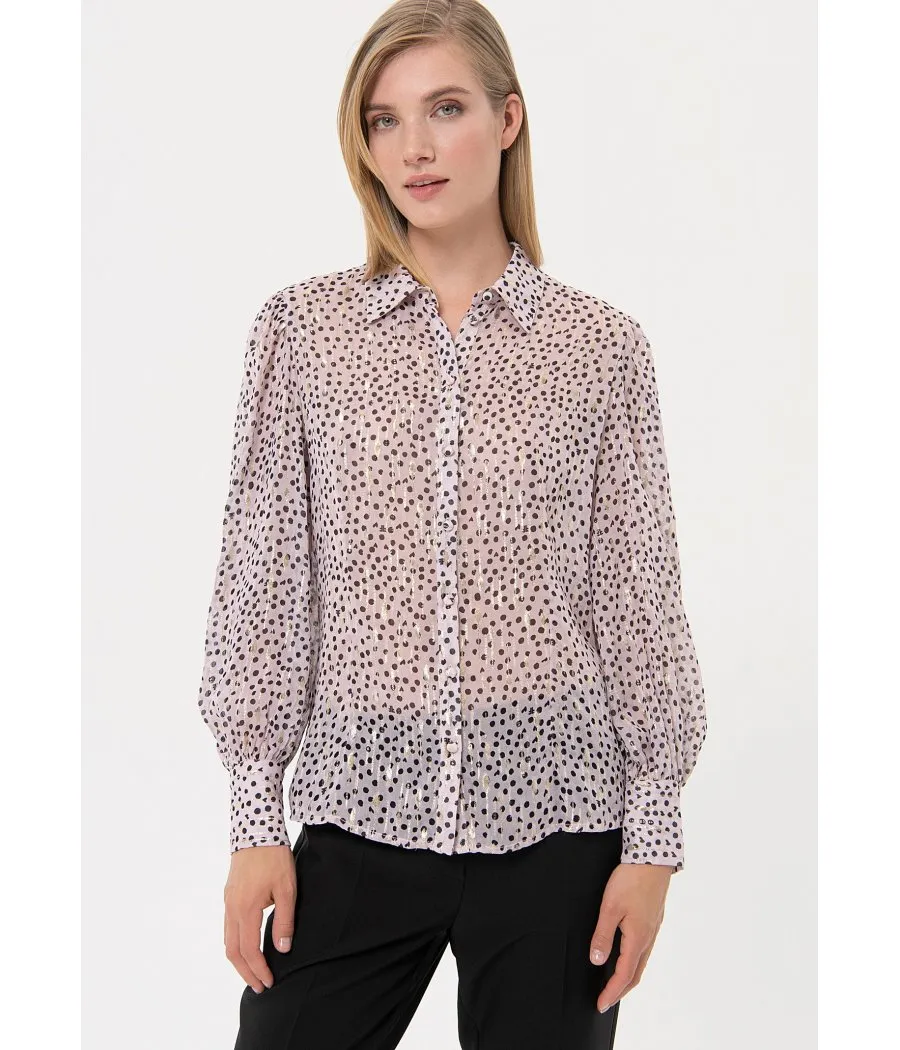 CAMICIA FANTASIA POIS VISCOSA E LUREX