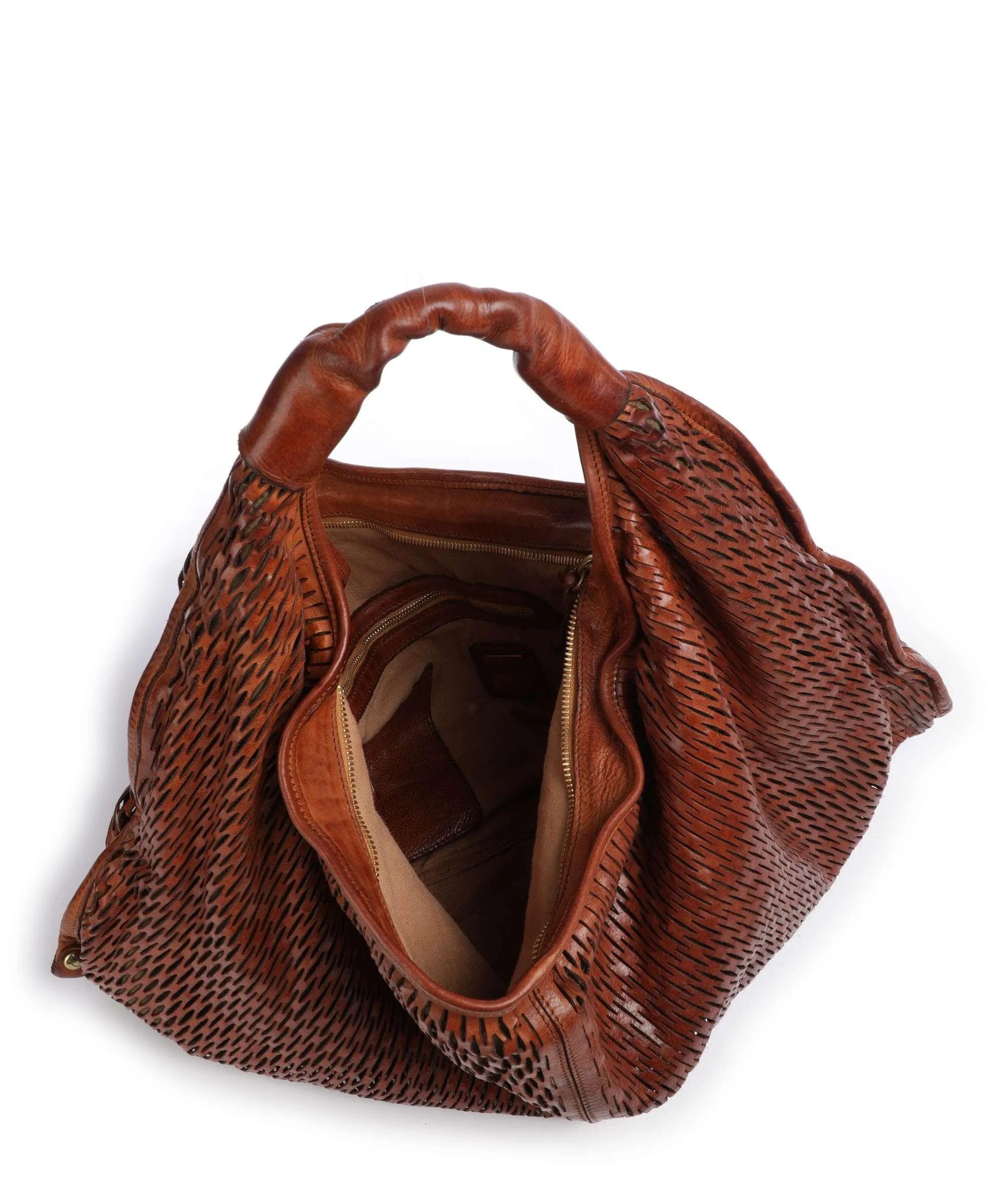  Campomaggi Borsa hobo pelle di vacchetta grana cognac  