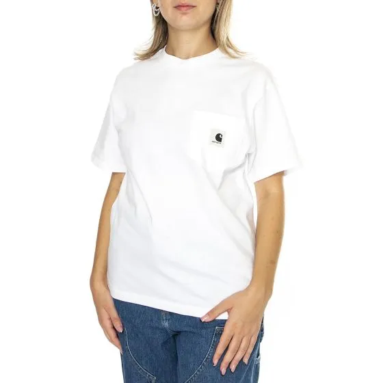 CARHARTT WIP W' S/S Pocket T-Shirt White - Maglietta Girocollo Donna Bianca    