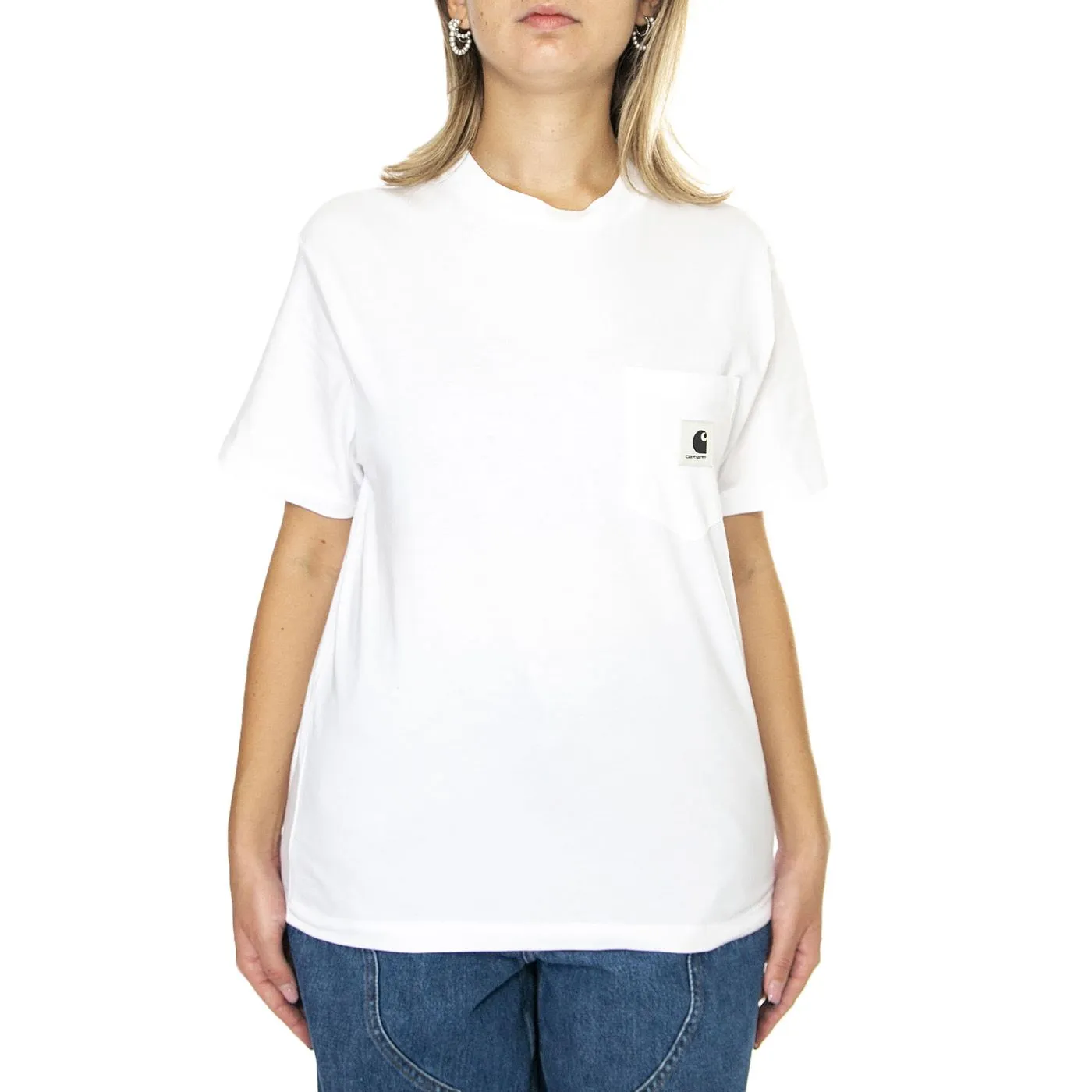 CARHARTT WIP W' S/S Pocket T-Shirt White - Maglietta Girocollo Donna Bianca    