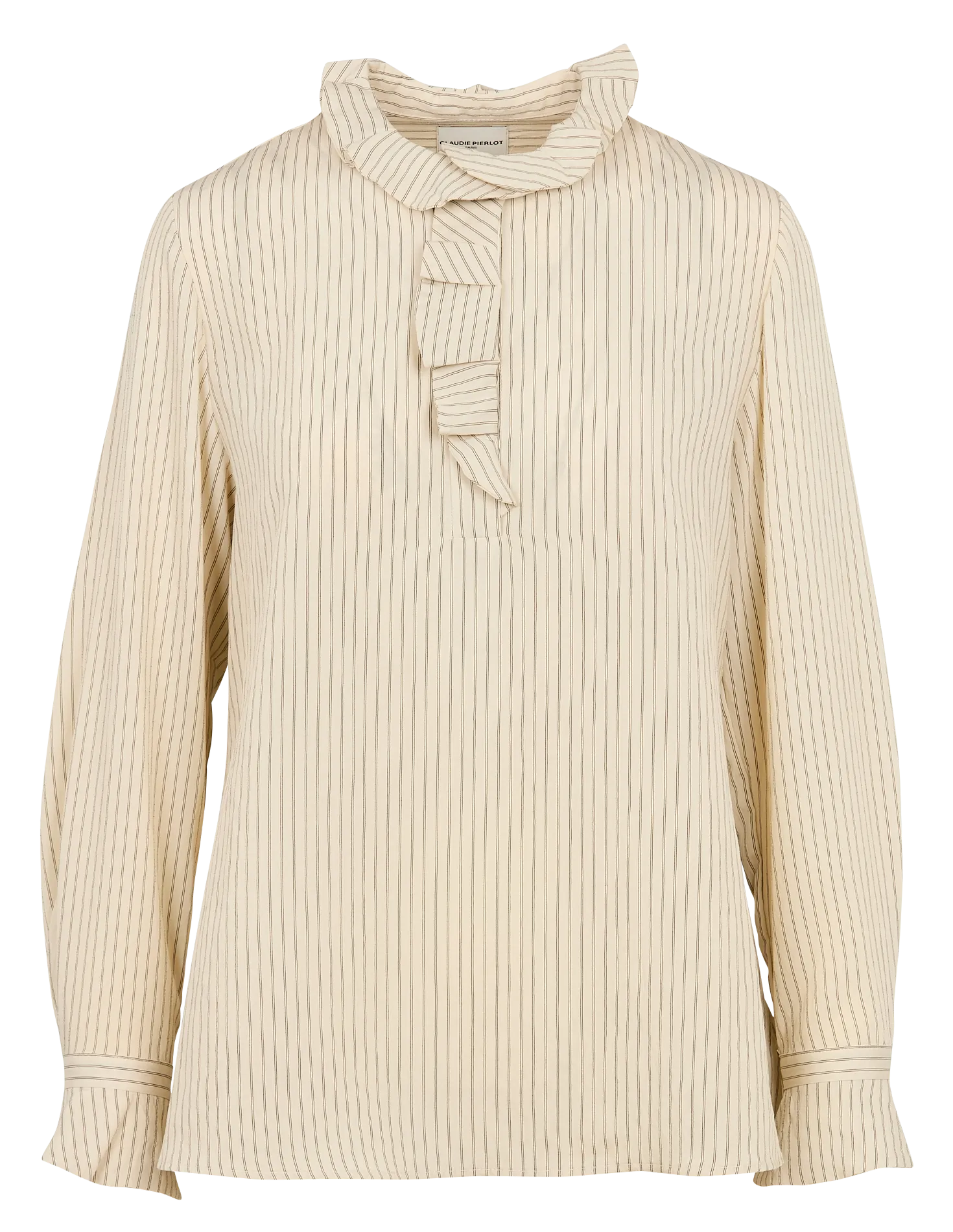  CLAUDIE PIERLOT   Blusa a righe con balze multiple | Beige