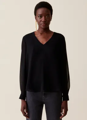  CLAUDIE PIERLOT   Blusa fluida trasparente | Nero