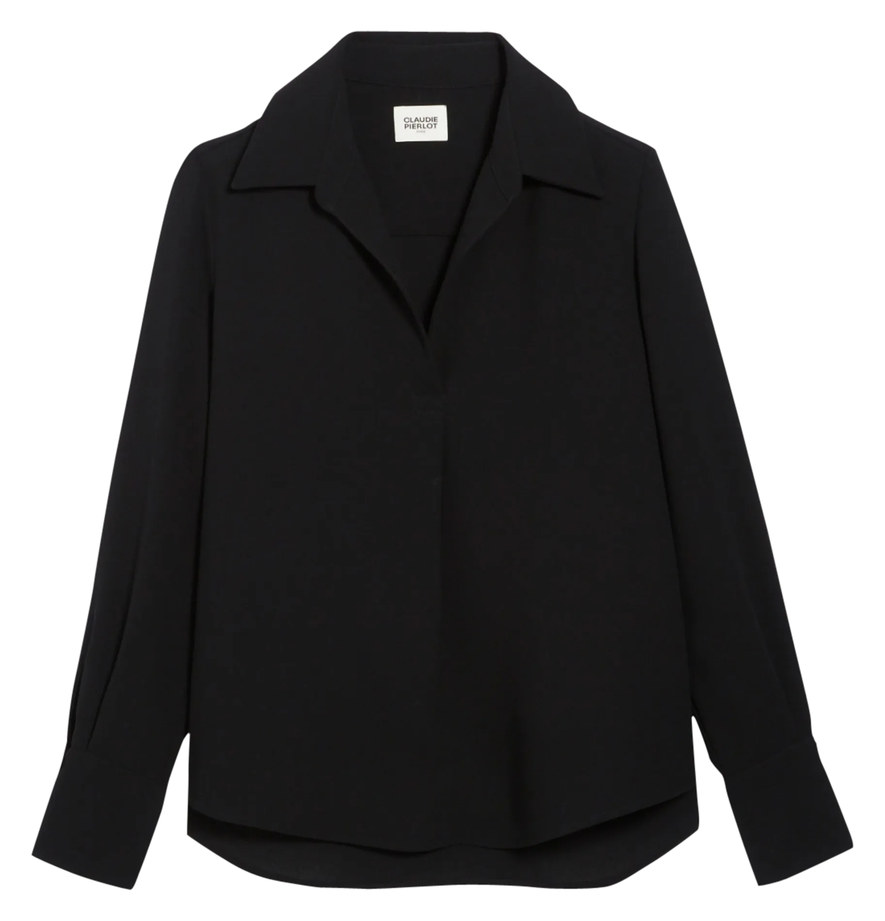  CLAUDIE PIERLOT   Blusa morbida con apertura con risvolti | Nero