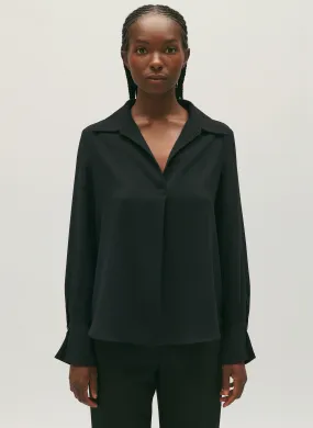  CLAUDIE PIERLOT   Blusa morbida con apertura con risvolti | Nero