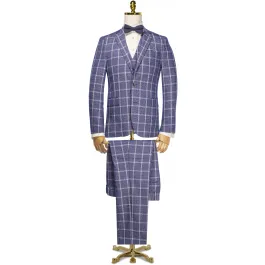 Costume da uomo a scacchi Henk ter Horst 3 pezzi Blu