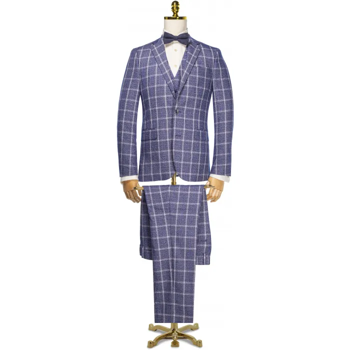 Costume da uomo a scacchi Henk ter Horst 3 pezzi Blu