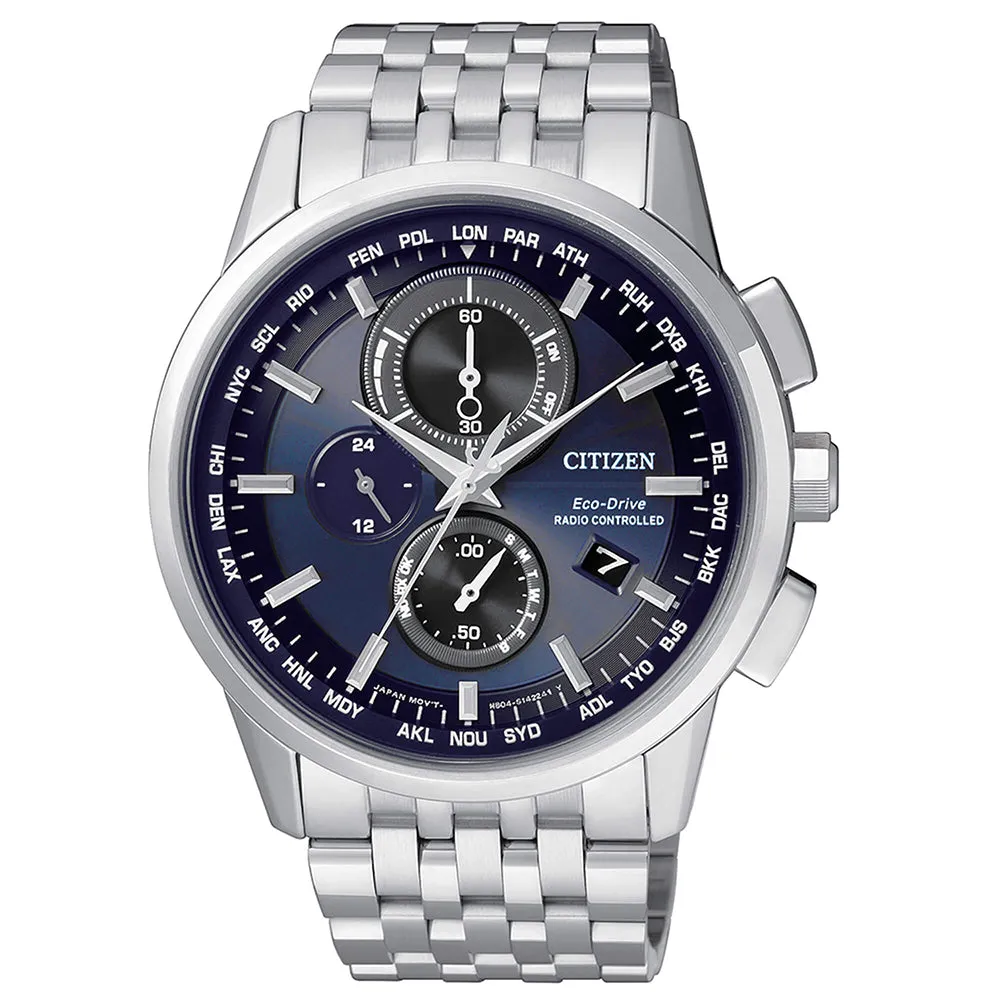 Cronografo Uomo Acciaio Eco Drive Radiocontrollato Blu Citizen