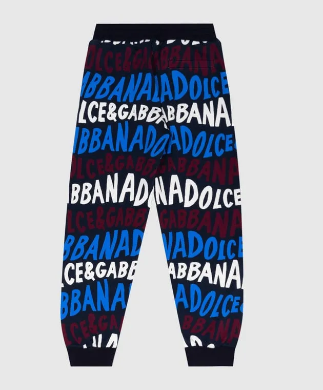 Dolce&Gabbana Joggers blu da bambino con stampa del logo L4JPFEHS7OX812+