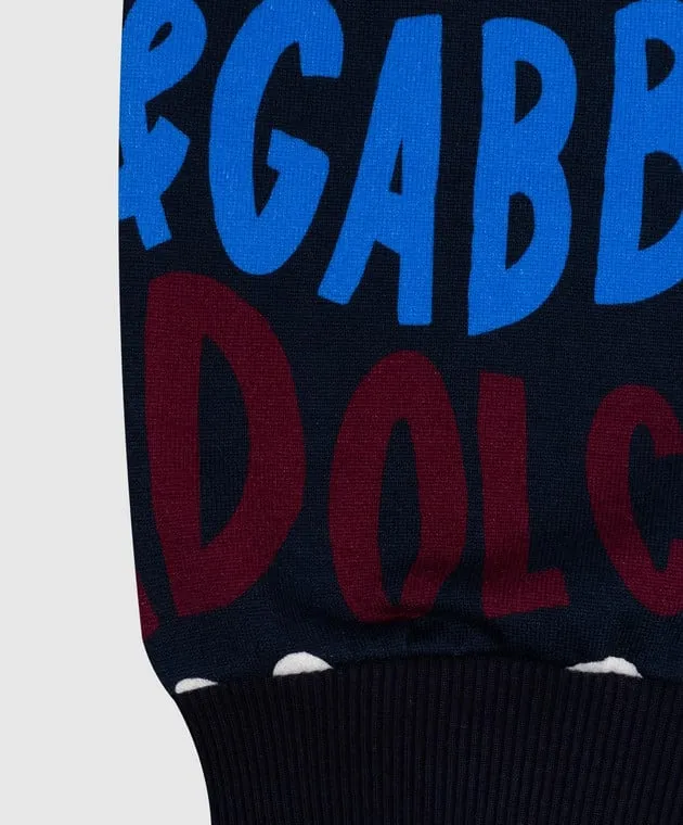 Dolce&Gabbana Joggers blu da bambino con stampa del logo L4JPFEHS7OX812+