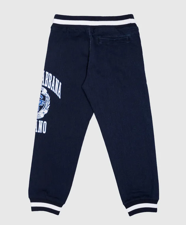 Dolce&Gabbana Joggers da bambino in denim blu con stampa logo L4JPFELDC42