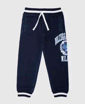 Dolce&Gabbana Joggers da bambino in denim blu con stampa logo L4JPFELDC42