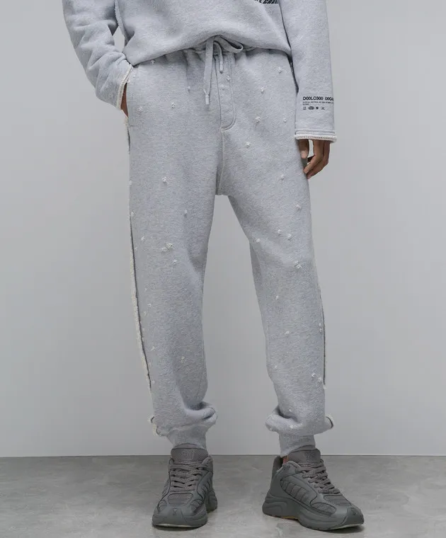 Dolce&Gabbana Joggers grigi con cuciture e spacchi in risalto GV3CXTG7KX7