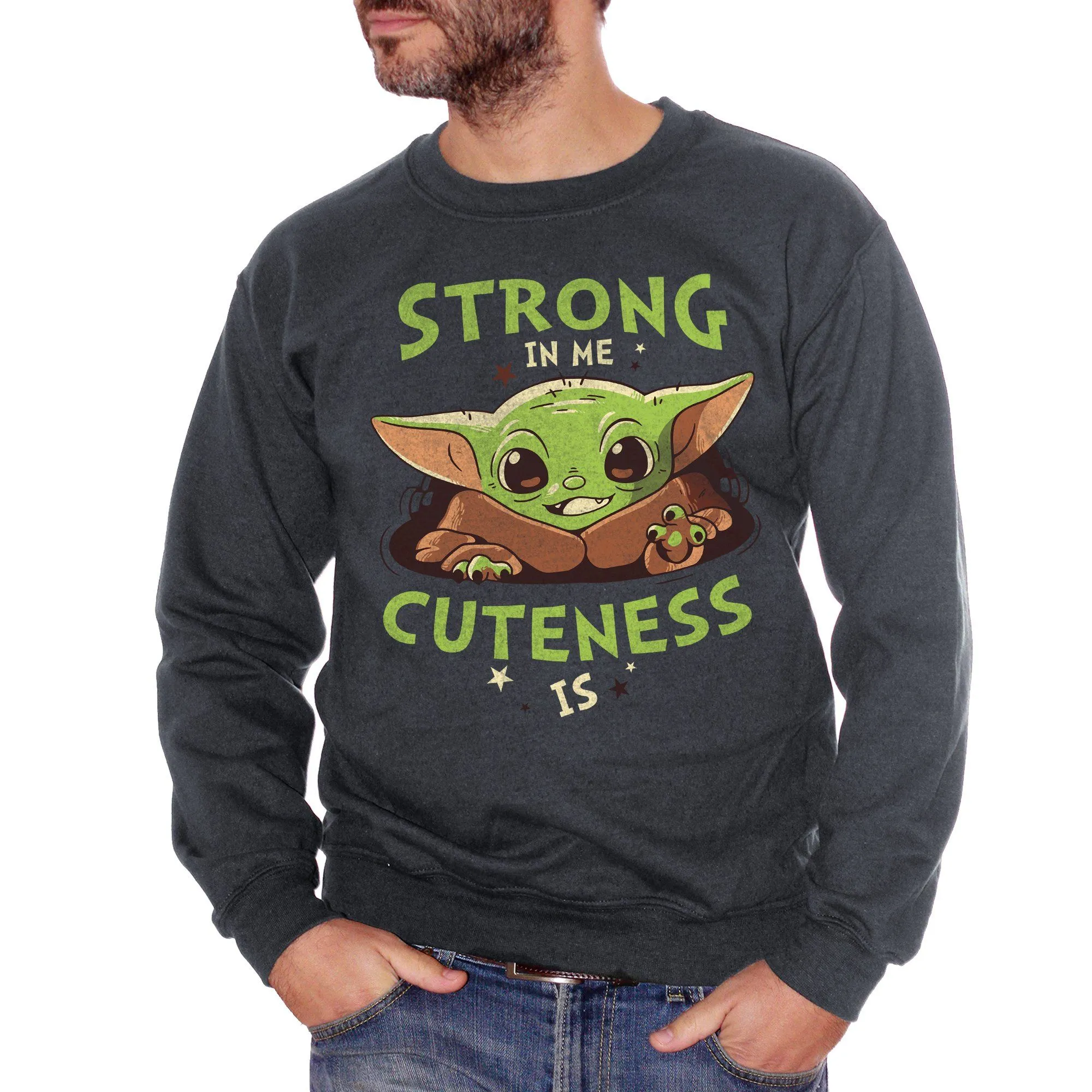 Felpa Girocollo Baby Yoda Strong in me - The baby carino Star Serie TV - Movie Choose ur Color