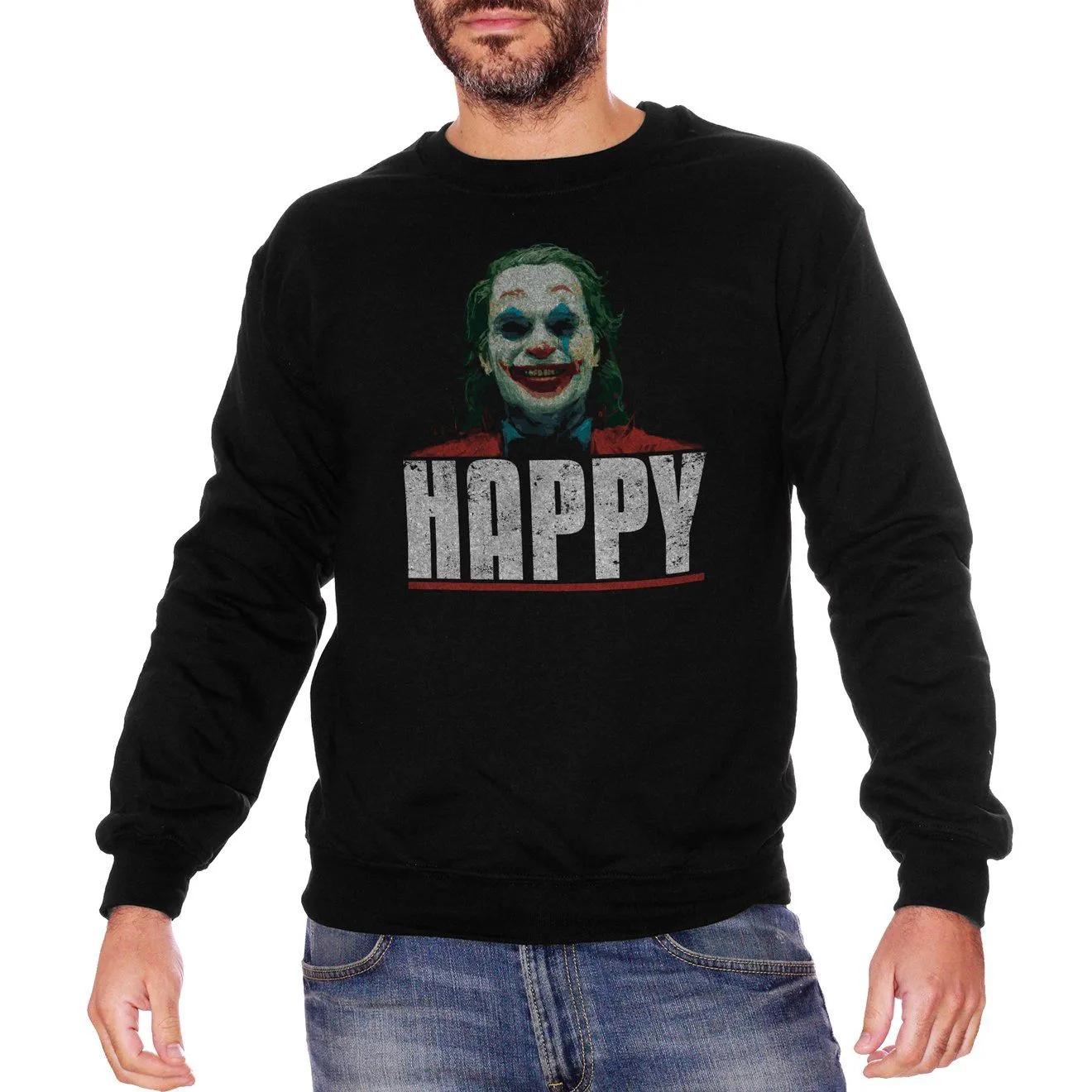 Felpa Girocollo Joker Happy Film DC - Movie Choose ur Color