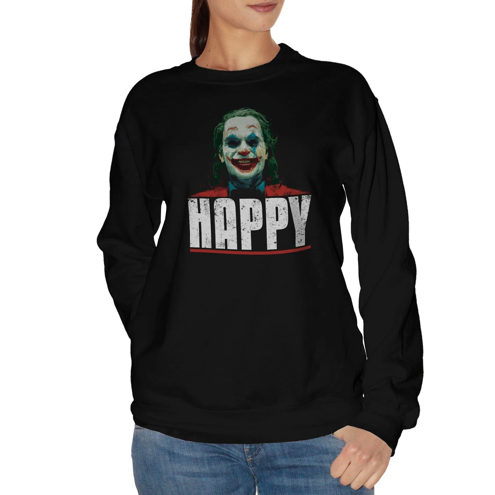 Felpa Girocollo Joker Happy Film DC - Movie Choose ur Color