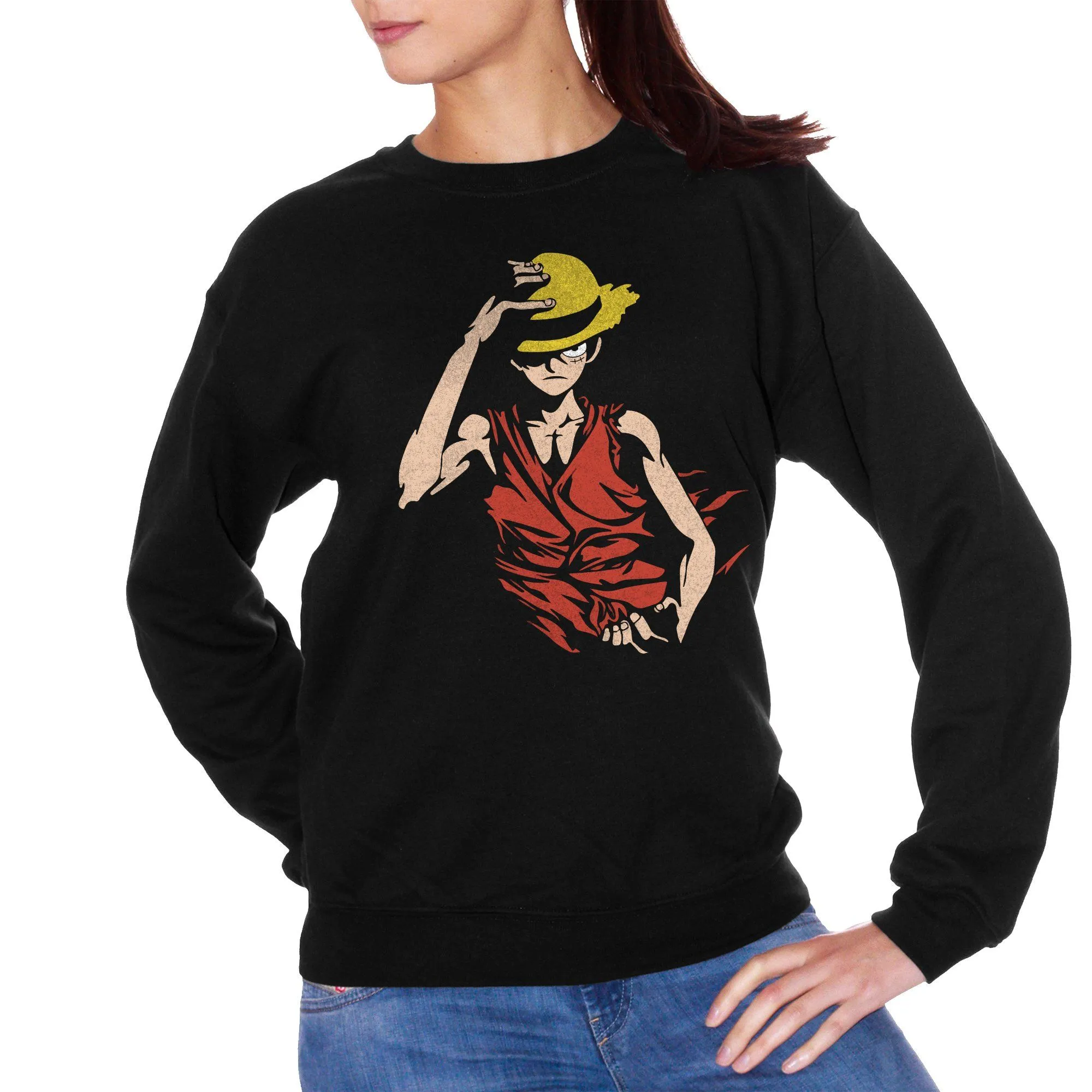 Felpa Girocollo Monkey D Luffy One Piece - Mugiwara no Rufy - Cartoni Animati Giappone Anime - Cartoon Choose ur Color