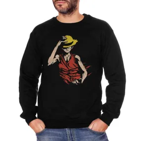 Felpa Girocollo Monkey D Luffy One Piece - Mugiwara no Rufy - Cartoni Animati Giappone Anime - Cartoon Choose ur Color