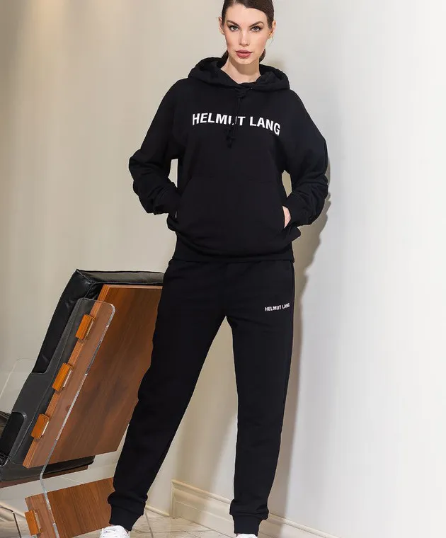 Helmut Lang Joggers neri con stampa logo L09HM217W