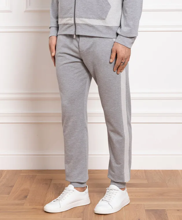 ISAIA Joggers grigi con logo ricamato MCPX31J0363