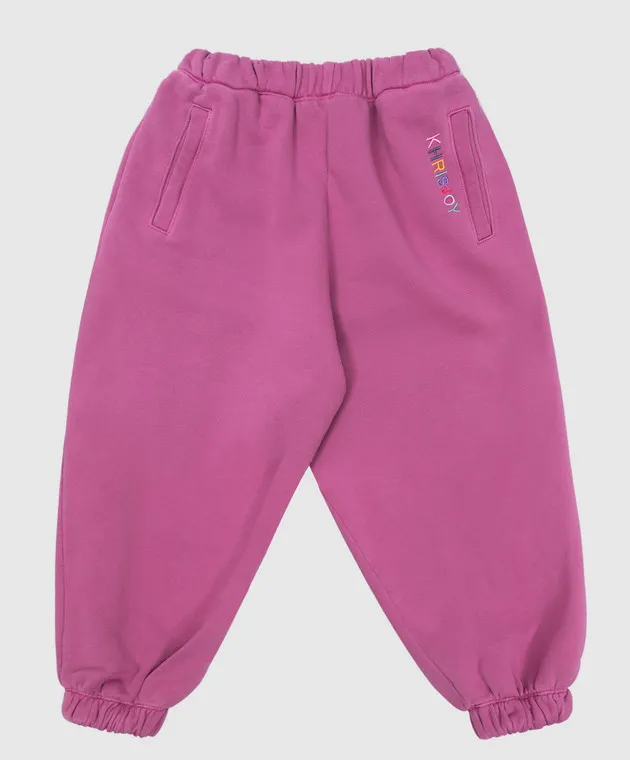 Khrisjoy Joggers viola da bambino con logo ricamato KT6P00F0132