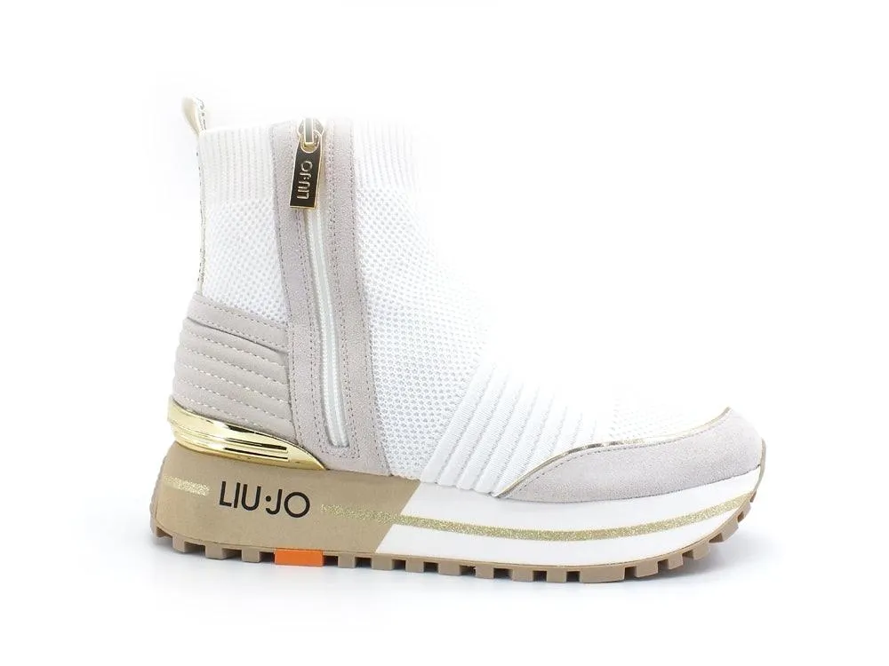 LIU JO Maxi Wonder 37 Sneaker Knit Mid Elastic White BA2063TX145