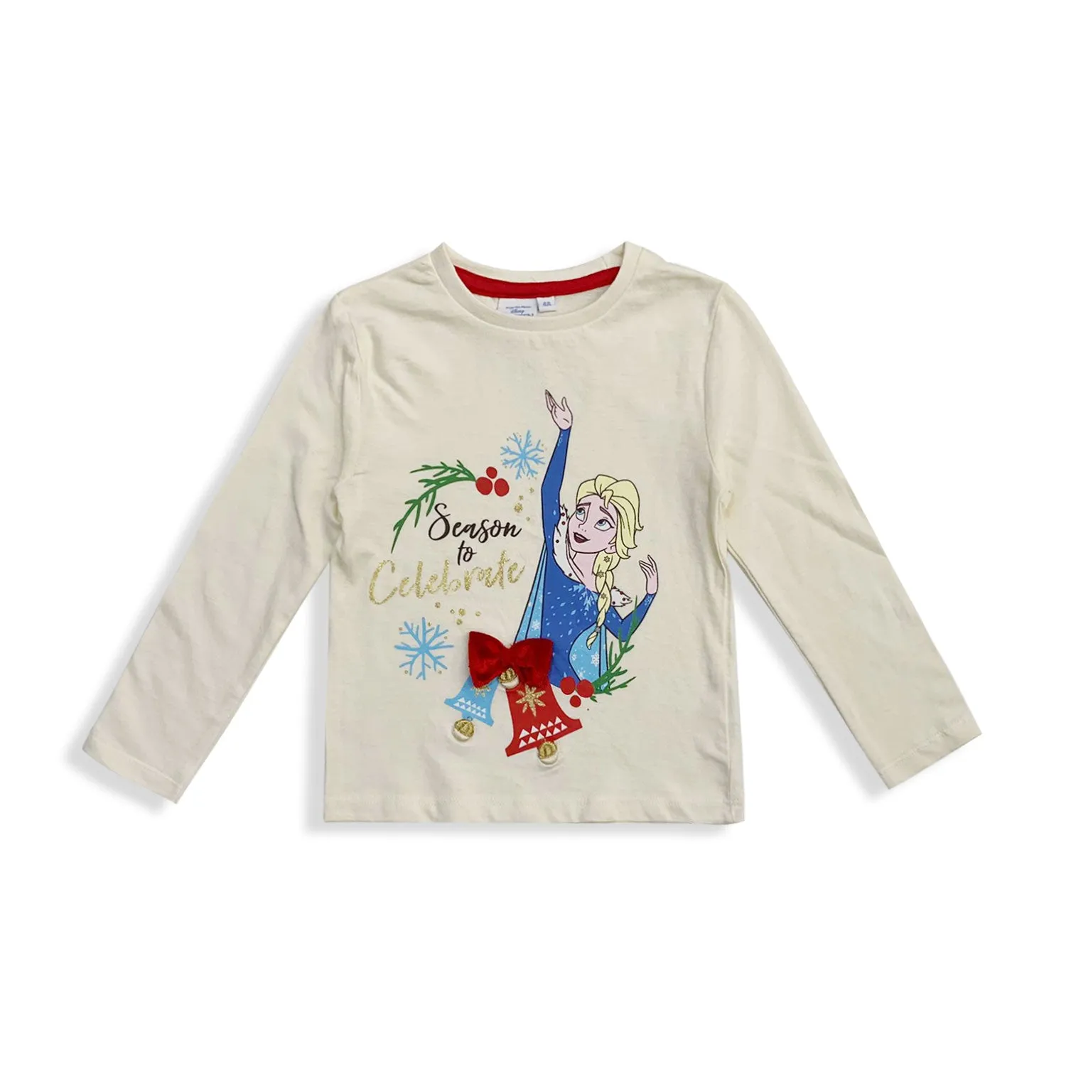 Maglietta Disney Frozen Elsa maniche lunghe natalizia bambina per Natale 5565