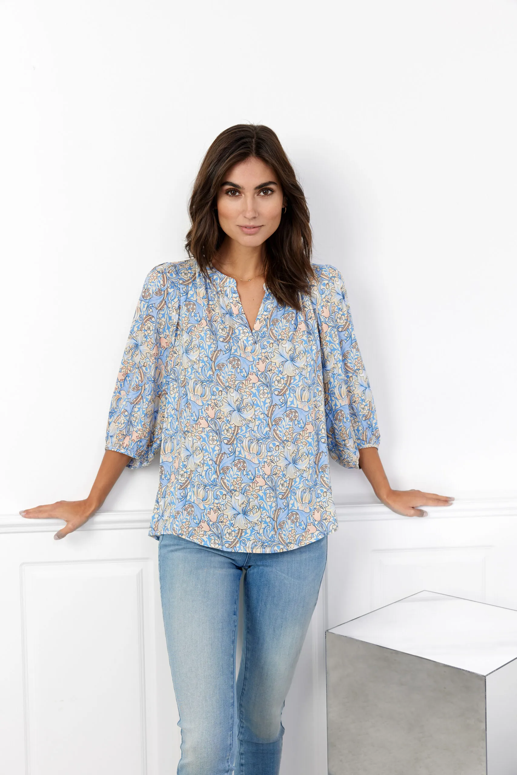 Manica 3/4 blusa viscosa ecosostenibile