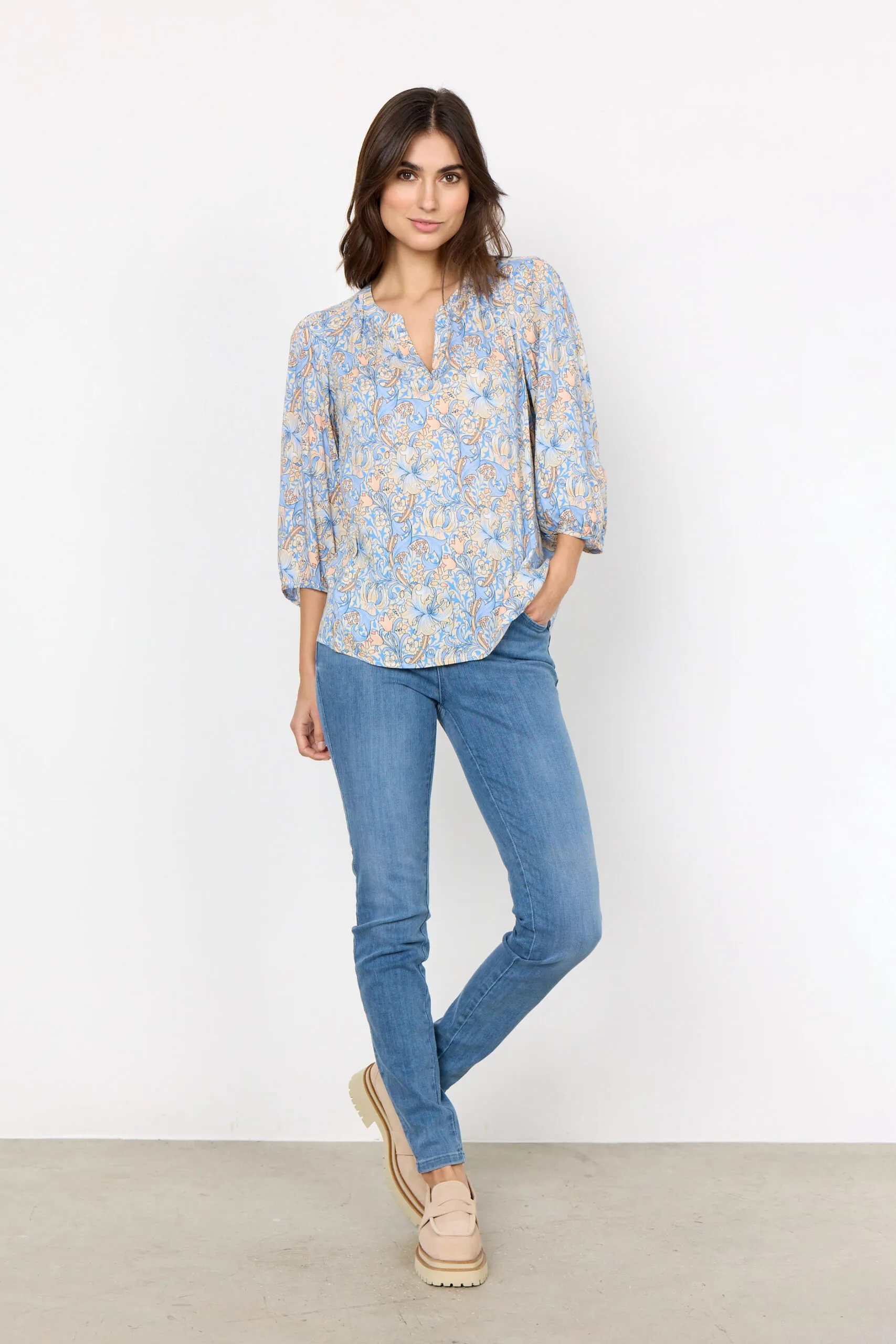 Manica 3/4 blusa viscosa ecosostenibile