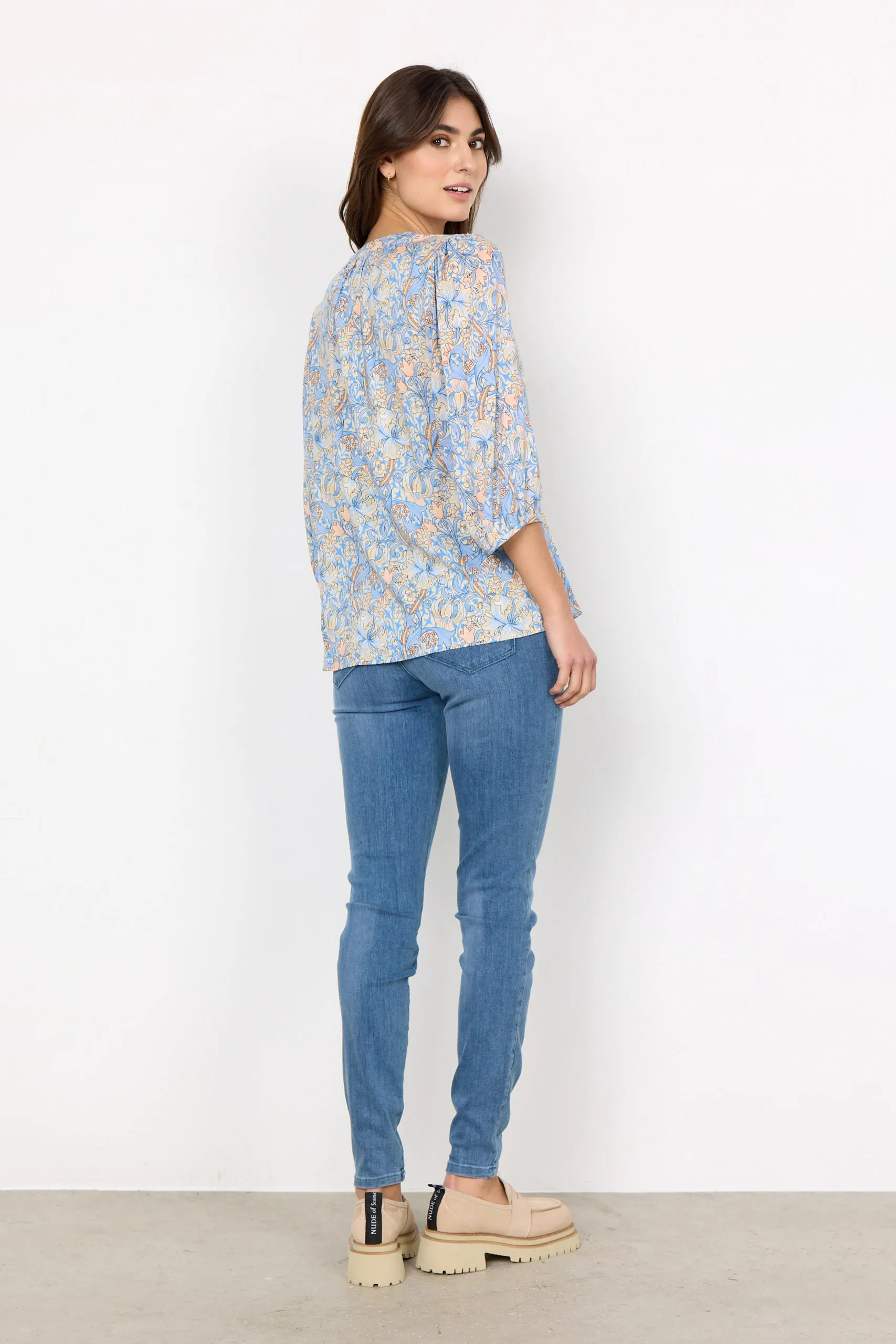 Manica 3/4 blusa viscosa ecosostenibile