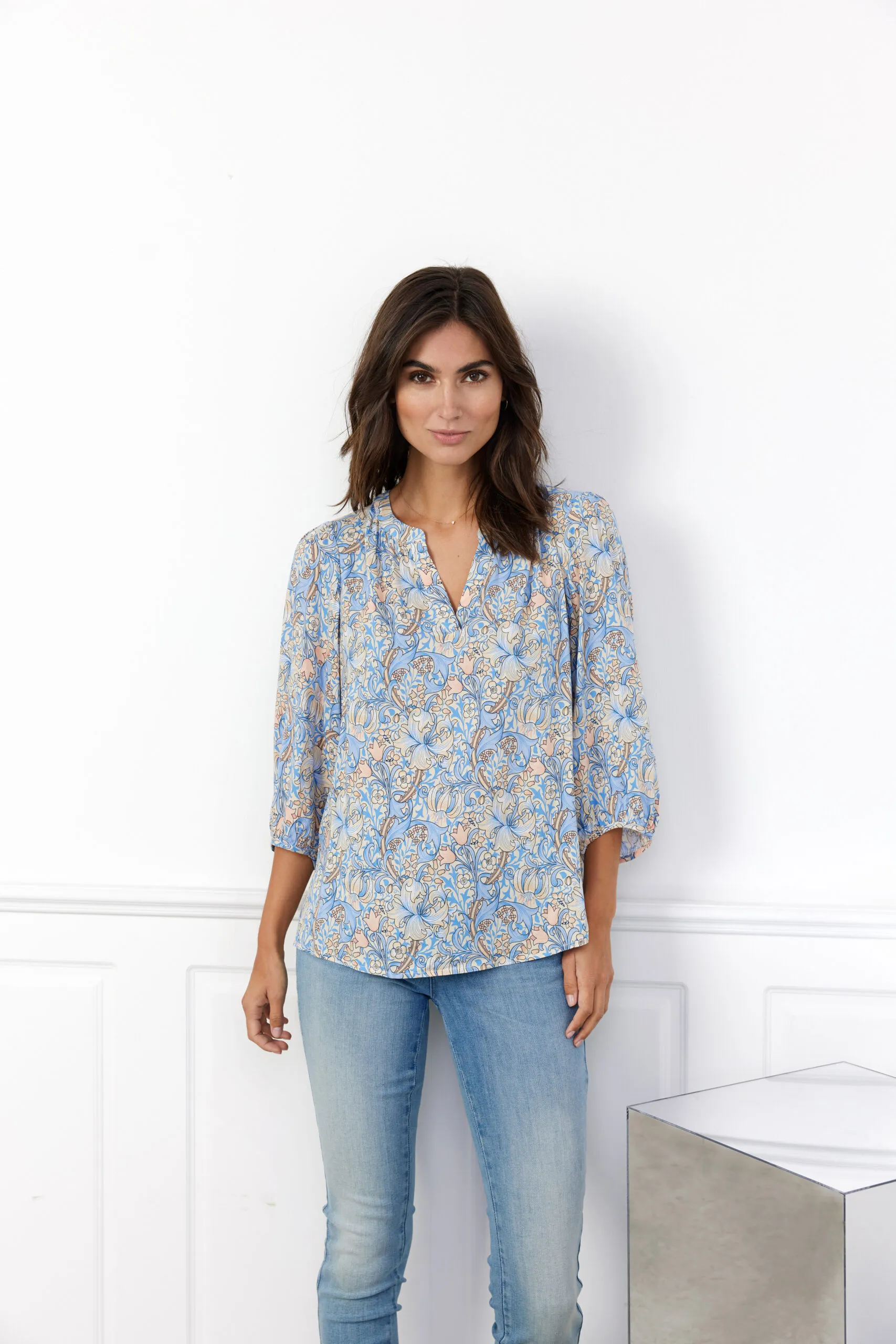 Manica 3/4 blusa viscosa ecosostenibile