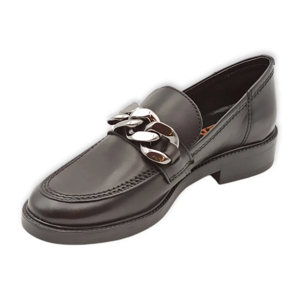 Mocassino donna catena in pelle Franco B. AA102 VITELLO NERO