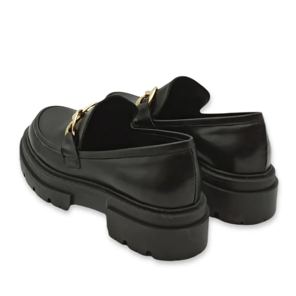 Mocassino platform donna in pelle Debutto 508 PELLE NERA