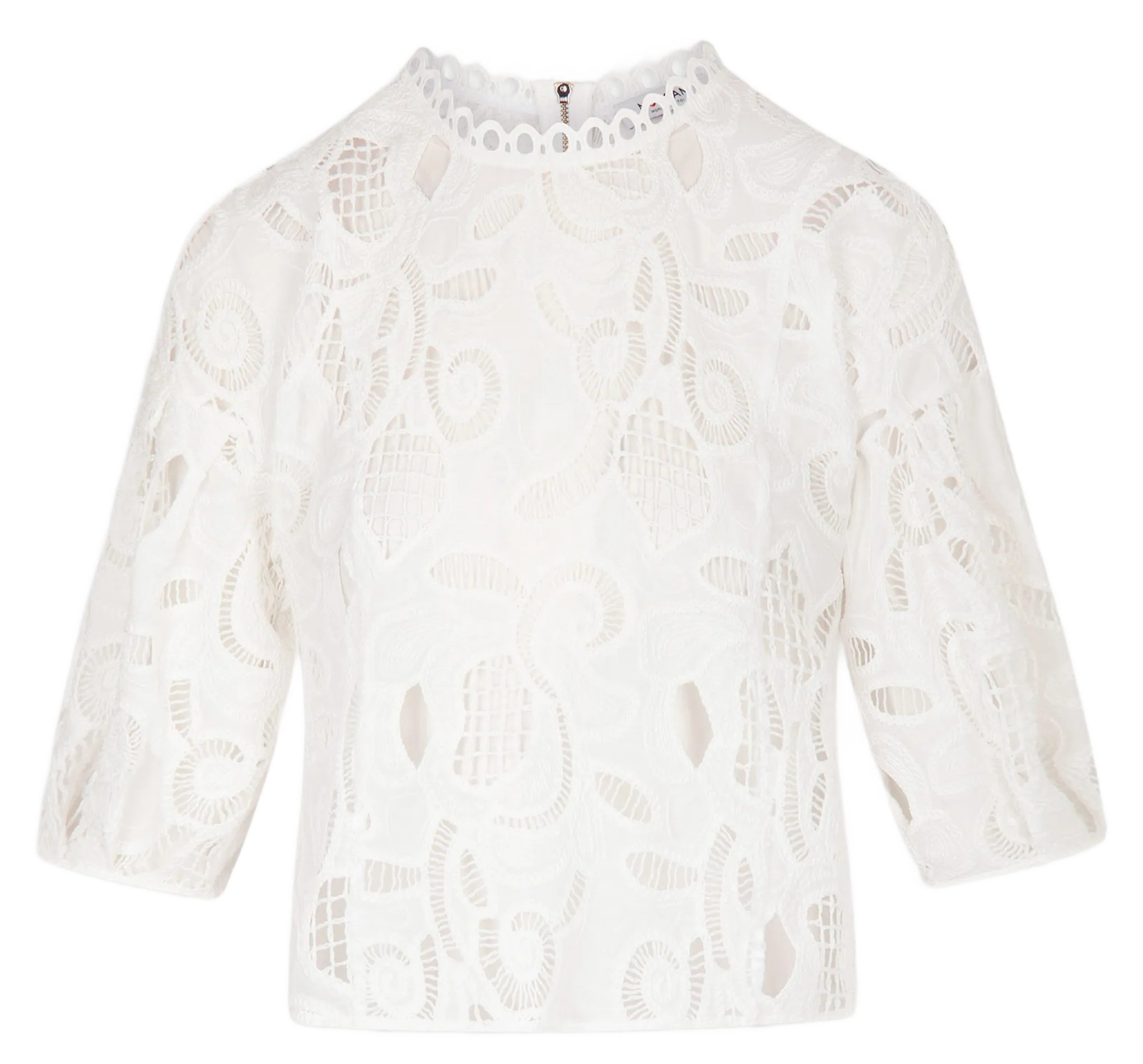  MORGAN   OCHIMIN - Blusa a maniche corte ricamata | Bianco