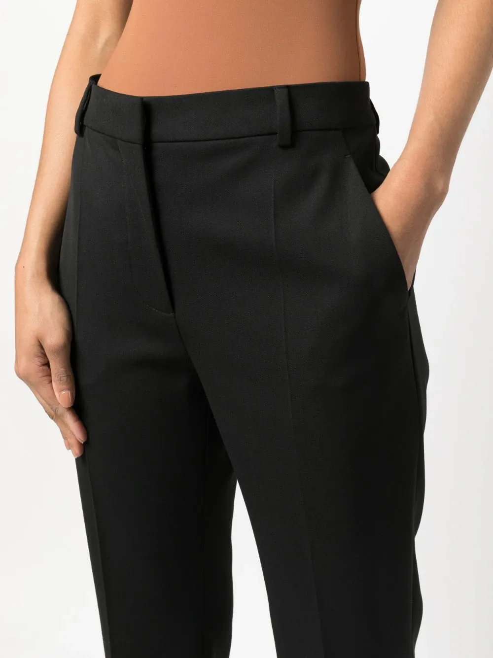 MOSCHINO JEANS   PANTALONE CROPPED NERO IN GABARDINA STRETCH