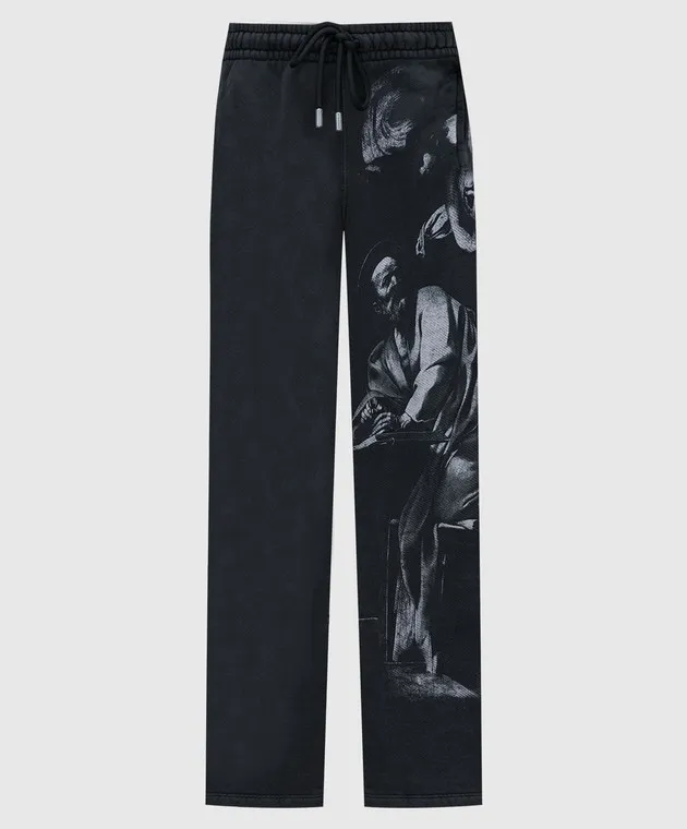 Off-White Joggers grigi con stampa S.Matthew OMCH054C99FLE001