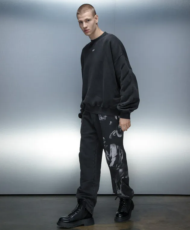 Off-White Joggers grigi con stampa S.Matthew OMCH054C99FLE001